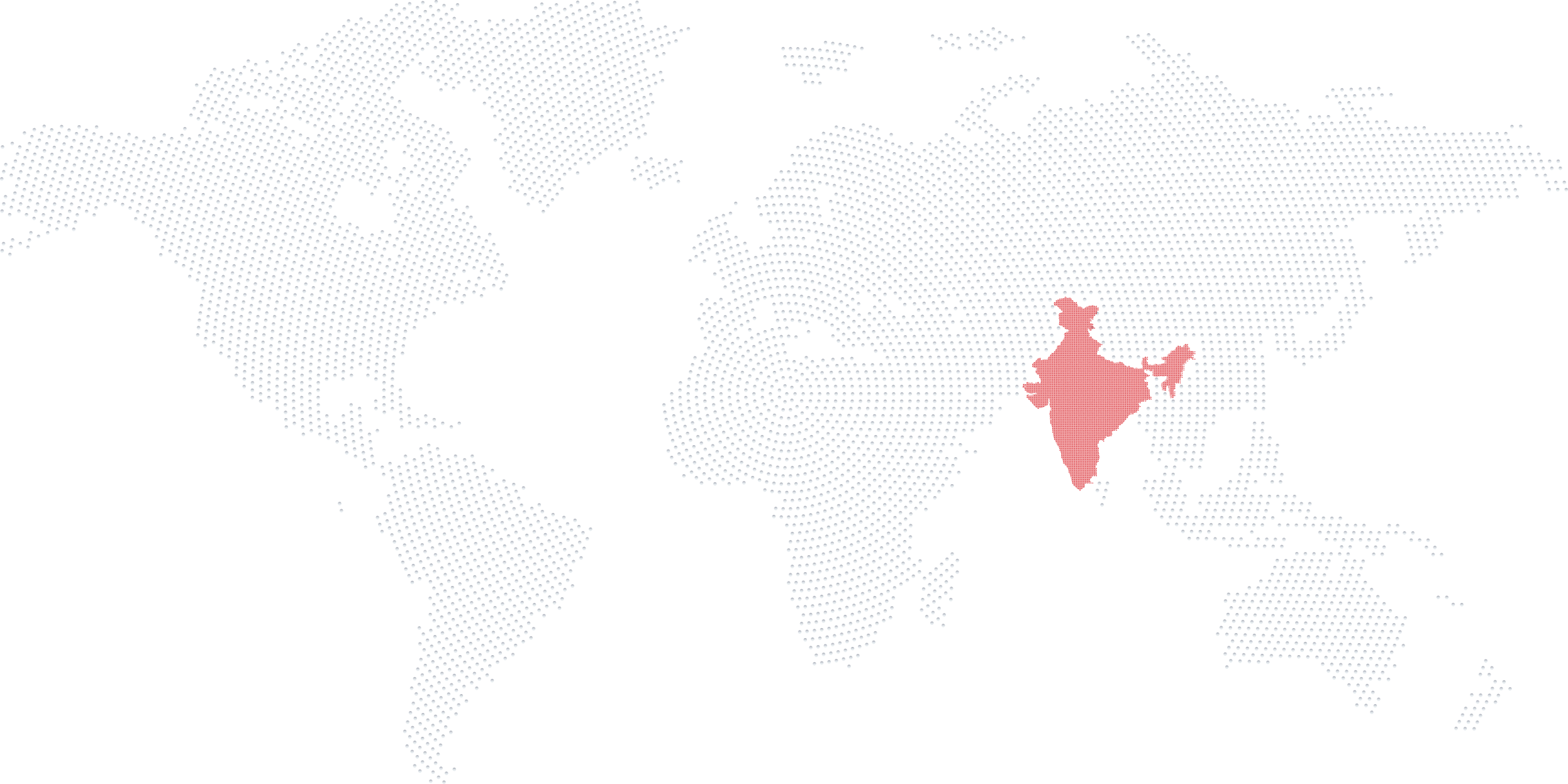 Mapa mundial que muestra la presencia de TechFab con India resaltada